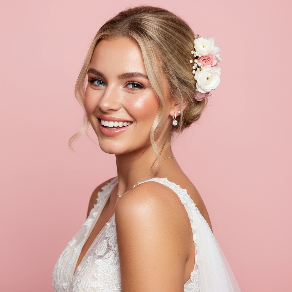 Bridal Bun With Flower Ideas